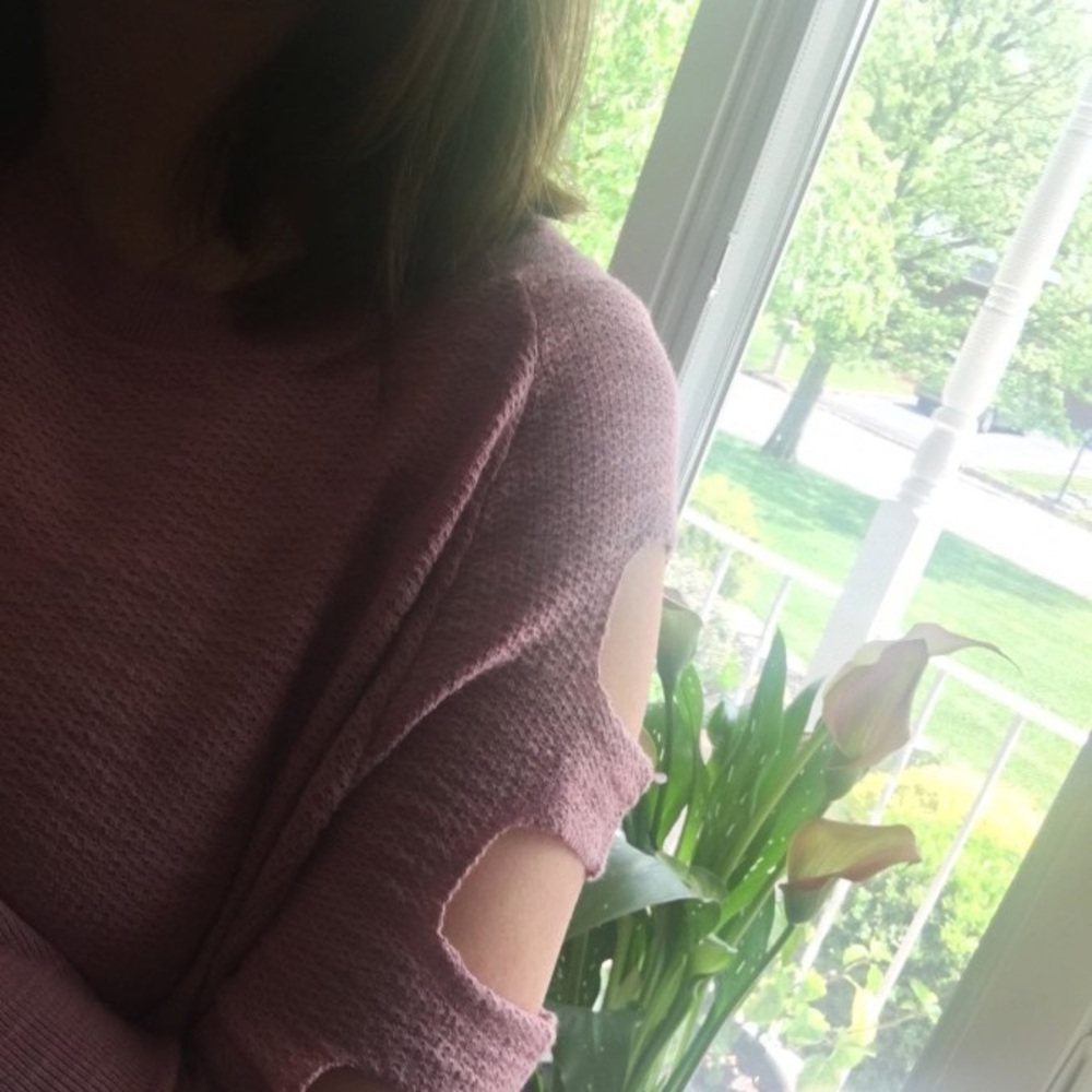 Express Pink Cut-Out Sleeve Top